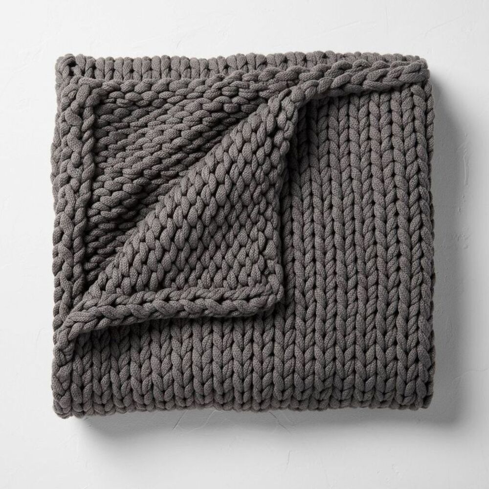 Casaluna - 50"x70" Oversized Solid Bed Throw Dark Gray - Casa Gray